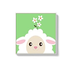 Framed Canvas Wall Art for Living Room, Bedroom Cute Cartoon Animals Canvas Prints for Home Decoration Ready to Hanging - 16x16 inches