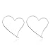 55mm Wire Heart Hoop Earrings Sterling Silver 0.8mm Thin Ear Hoops Women
