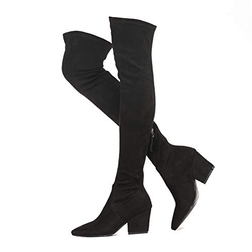 ShoeN-Tale-Womens-Chunky-Heel-Back-Zipper-Sexy-Pointed-Toe-Over-The-Knee-Thigh-High-Boots