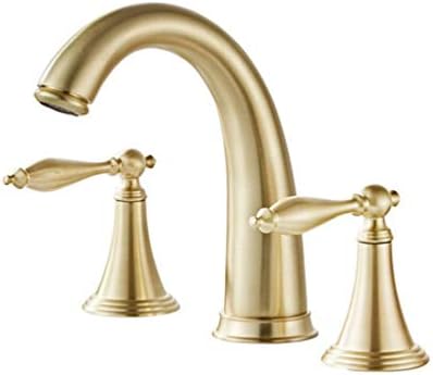 BKWZA Bathroom Basin Brass Faucet Brush Gold Widespread Faucet Black Tap Luxury Basin Mixer Hot and Cold Shower Room Sink Faucet Bathtub Faucet,Champagne Bronze