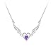 Fashion White Rhodium Plated Heart Purple Synthetic Stone Angel Wings Pendant with Free 18