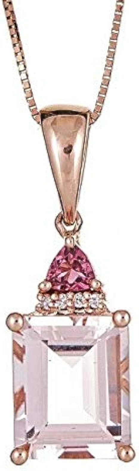Gin & Grace 14K Rose Gold Natural Emerald Cut Genuine Morganite Color Jewels