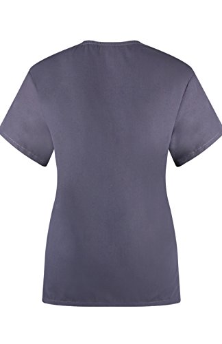 MedPro Women's Unisex Solid Medical Scrub Set V-Neck Top Cargo Pants Steel L
