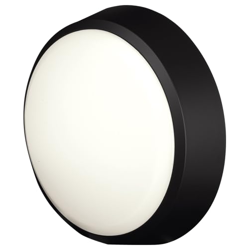 4lite Pylus Outdoor Round Wall Light (Black) 1100lm Bulkhead IP54 LED Integrated Exterior Light - 4L2/3214-4Yr Guarantee