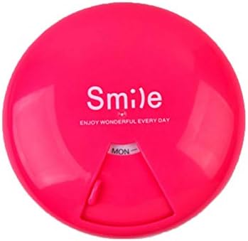 uyhghjhb Rotatable Smile Letter Print Portable Pill Organiser Box Pill Box Rose Red