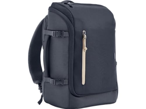 Travel, Zaino per Notebook da 15.6”, Creato con Materiale Riciclato, Scomparto per Computer e Tablet, Tasche Interne Imbottite, Impermeabile, 25 Litri Espandibili fino a 30, Blu Scuro