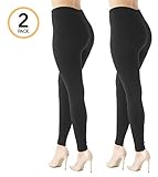 Conceited Premium Warm Fleece Lined Leggings High Waist - Regular and Plus Size - 10 Colors S/M (0-10), 2 Pack Black