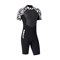 Tuuertge Men Diving Suits Mens Swimming Wetsuit Wetsuit Shorty 1.5mm Neoprene Swimsuit Back Zipper Surfing Clothes Warm Swimwear (Color : Black, Size : M)