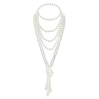 Zivyes Fashion Faux Pearls 1920s Pearls Necklace Gatsby Accessories 59" and 45" Knot Long Necklace for Women