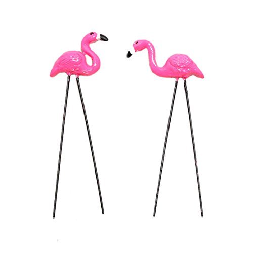 Fiddlehead Fairy Garden Retro Miniature Flamingo Picks (Set Of 2) Assorted #16813