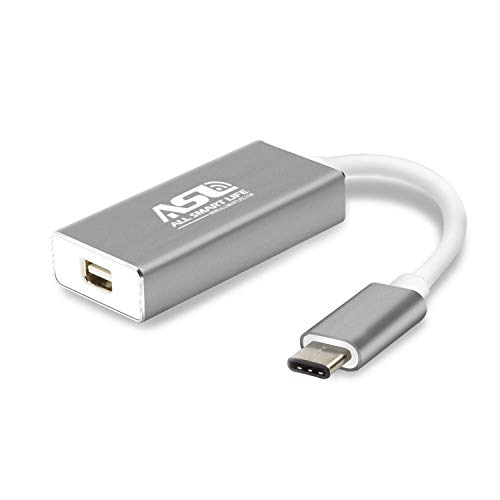 USB C to Mini DisplayPort Adapter, Allsmartlife USB Type C to Mini DisplayPort/Mini DP Adapter Cable with Aluminium Case Support 4K Resolution for Apple New MacBook, ChromeBook Pixel, Alienware- Grey