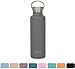 MIRA Alpine Stainless Steel Vacuum Insulated Water Bottle with 2 Lids, Durable Powder Coated Thermos | 25 oz (750 ml) | Gray