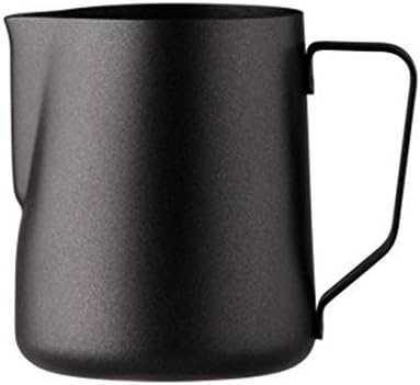 WEATLY Teflon Milk Frothing Pitcher Pull Cup Color Pull Cup Tip Mouth Pull Flower Cup WBC Special 350ml (Color : Black)