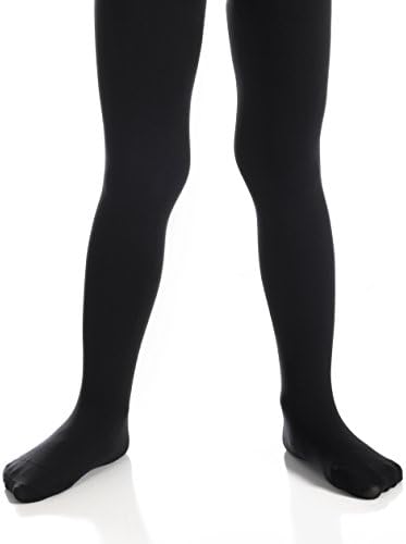 Top Fit Socks Girls' Microfiber Tights: Opaque Solid Seemless Footed Leggings-Black, Size C, 3 Pack