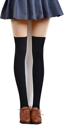 Szexis Thigh High Socks Over Knee Tube Socks Sexy Stockings Solid Color Three Stripe (Black/Solid)