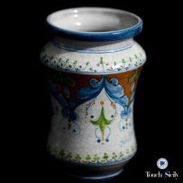 Touch of Sicily, Italian, Handmade Ceramic Vase, "Albarello Baroque Vase"