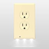 SnapPower Guidelight - Outlet Wall Plate With LED Night Lights - No Batteries Or Wires - Installs In Seconds - (Duplex, Ivory) (1 Pack)