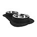 Large Dog Bowls & Mat Set - 2 Large Capacity, Removable Stainless Steel Bowl Set in a Stylish No Mess, No Spill, Non Skid, Silicone Mat. Food & Water Bowls for Medium to Large Dogs - 108oz Black