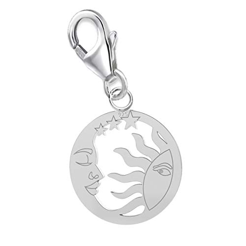 Goldene Hufeisen Carabiner Charm Pendant for Charm Bracelet 925 Genuine Silver, Sterling Silver, No Gemstone