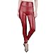 Sexy Faux Leather High Waisted Leggings (L (US 12-14), shiny red)
