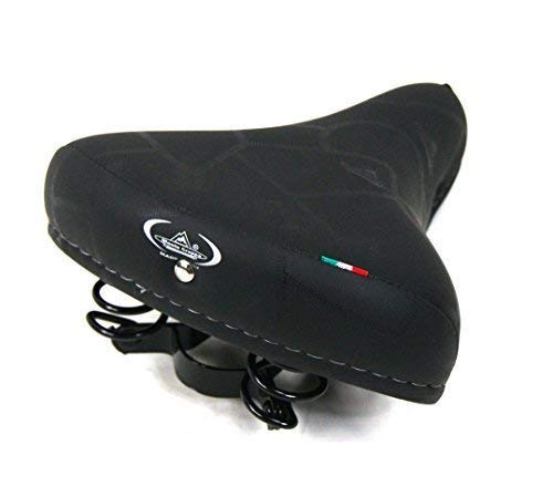 Montegrappa Bicycle Seat, City Bike Accessories - Black, 100% Made in Italy, Springs, Skay Faux Leather, Unisex