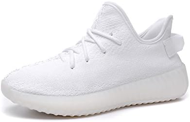 JIUMUJIPU Boost 350 V2 Men Women Breathable Lightweight Sport Sneakers Unisex Athletic Running Shoes Traning Gym Sneakers (US_10/cm_270/EUR_44, White)