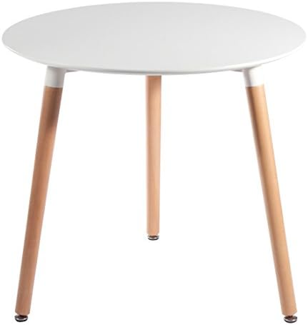Jesse Circular Dining Table White Natural Wood Legs 31""