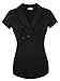 Ninedaily Women Tops Lapel V Neck Elegant Short Sleeve Blouse Black XL