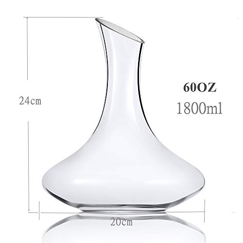 SJ Wine Decanter - 1800ml Hand Blown Lead-free Crystal Glass, Red Wine Carafe, Wine Gift, Wine Accessories - Thumbnail 2