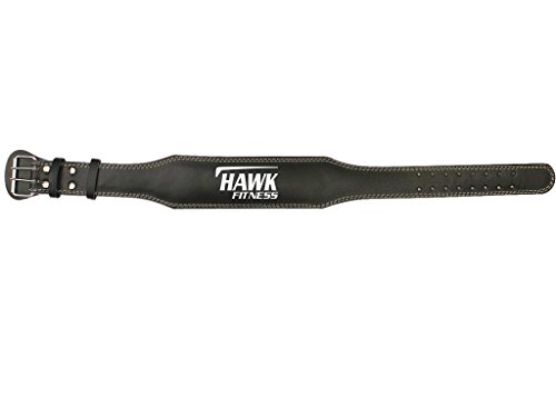 Hawk Fitness Leather Weight Lifting Belt Power Lifting Belt Lever Double Prong Single Gym Crossfit Training Black, 1 YEAR WARRANTY!!! (Medium)