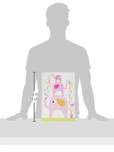 The Kids Room by Stupell Pink Elephants with Alphabet Rectangle Wall Plaque, 11 x 0.5 x 15, Proudly Made in USA