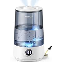 Homvana Humidifiers for Bedroom Home, 3.6 L Cool Mist Top-Fill 34H Super Long Time, Quiet 23dB, Baby Humidifier, Oil Diffuser for Large Room, House, Plant, Nursery, Office, BPA FREE, Ultrasonic (Grey)