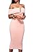 Alvaq Women's Sexy V Neck Off The Shoulder Evening Bodycon Club Midi Dress, Large, Peach