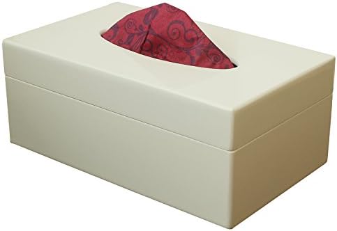 Valentine's Day SALE - AB Handicrafts - Rectangular 10x6 Inch White Tissue Box Cover - Handmade Wooden Tissue Paper Holder Decorative - Unique Designer Wooden Tissue Holder / Tissue Dispenser