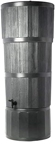 150L Woodgrain Effect Water Butt Barrel, Black, UK Water Storage, Polytank Modern Designer Water Butt, Includes Stand, Diverter & Tap