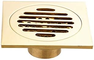 Square Automatic Closure Shower Drain Channel, Anti-Odor Shower grates with Removal Cover Large-Displacement Anti-Clogging Hair Strainer-Golden L:10xW:10cm