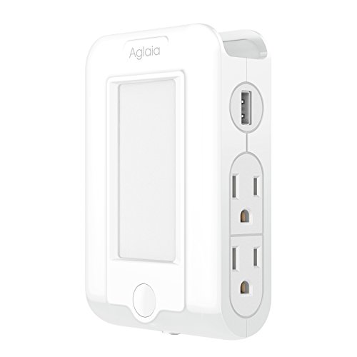 Aglaia led night light plug in with 4 ac outlets and 2 …