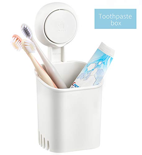 Budget & Good Suction Cup Toothbrush Holder, Wall Mounted Toothbrush Holder for Bathroom Drill-Free Shower Toothbrush Holder Waterproof Hanging Toothbrush Holder for Toothbrush, Toothpaste, Razor - Thumbnail 7