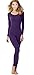 Women's Thermal Underwear Set Top & Bottom Fleece Lined, W1 Dark Purple, Medium
