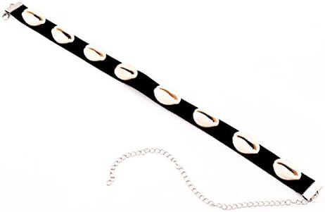 Edtoy Women Pendant Choker Chains Natural Shell Necklace (Black)