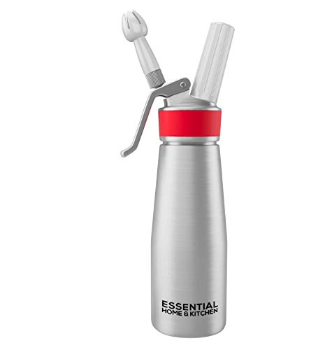 WHIPPED CREAM DISPENSER 500ml 16oz - Aluminum Canister Whipped Cream Maker with 3 Decorator Tips - Professional Whipping Siphon - Make Awesome Whipped Cream in Seconds, Great on Strawberries!