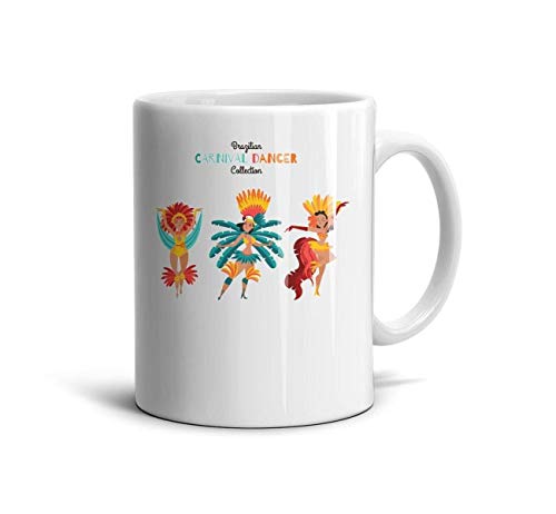 FGBLK Three Brazilian Carnival Dancers Coffee Cups White Design 11 oz Coffee Travel Mug