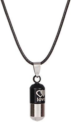 shyymaoyi Titanium Steel Wishing Bottle Pendant Hollow Essential Oil Bottle Perfume Bottle Necklace Gift Black