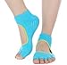 Non slip Skid Resistant Toeless Grip Sock for Women Yoga Pilates Gym Half-toe Sock (Blue)