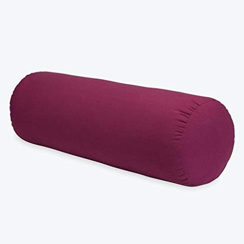 MRT SUPPLY Premium Round Yoga Bolster Ultra Soft Meditation Support Cushion, Burgundy with Ebook