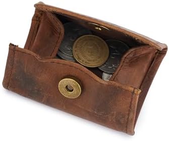 HION HILS Full Grain Vintage Brown Leather Mini Coin Pocket
