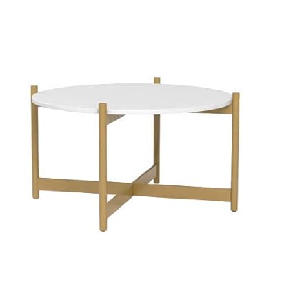 Forestwood Cherrie Wooden Mdf Round Coffee Table With Metal Legs White Size 30 X17 75 D X H Amazon In Home Kitchen