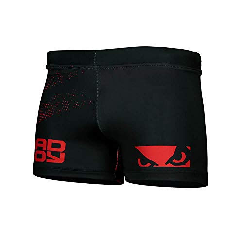 Bad Boy Classic Polyester Competition MMA Mixed Martial Arts Vale Tudo Shorts Black/Red - Small