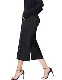 Pantalones sueltos ocasionales de las damaes de Ginasy Pantalones anchos de la pierna Pantalones palazzo que fluyen de la cintura alta