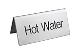 New Star Foodservice 27334 HOT WATER Table Tent Sign, Stainless Steel, 3 x 1.5-Inch, Set of 6
